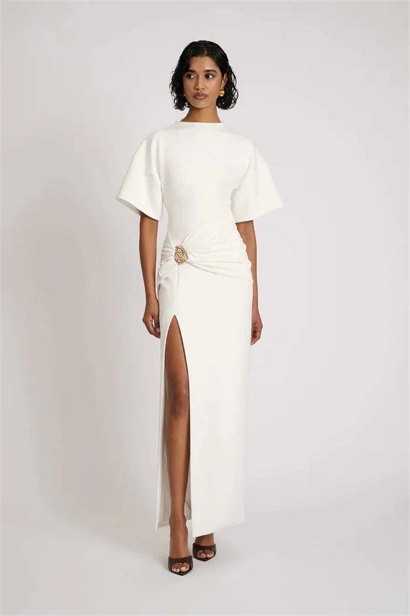 Ruched Side-Slit Maxi Dress | Sculpted Elegant Fit