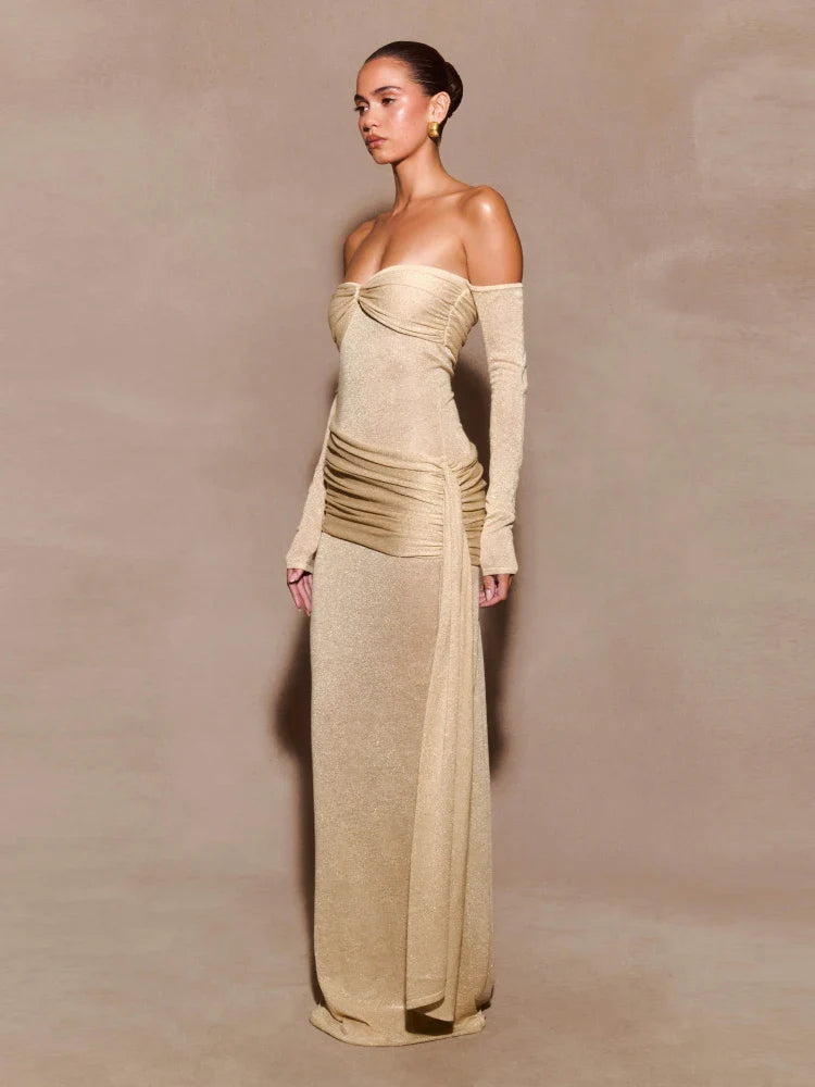 Strapless Draped Evening Gown | Sculpted Formal Elegance