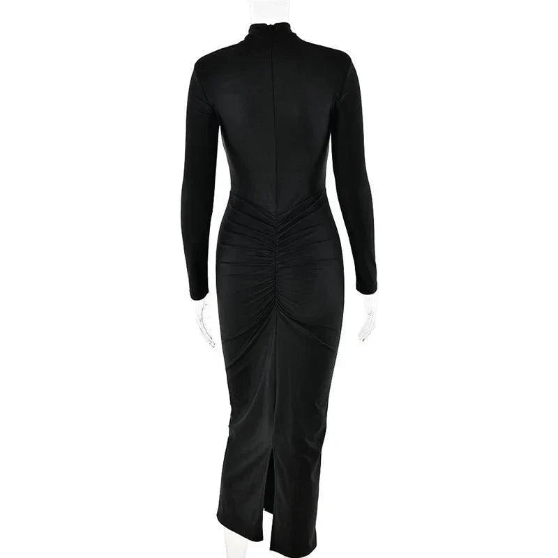 Sexy Maxi Dress with Metal Buckle