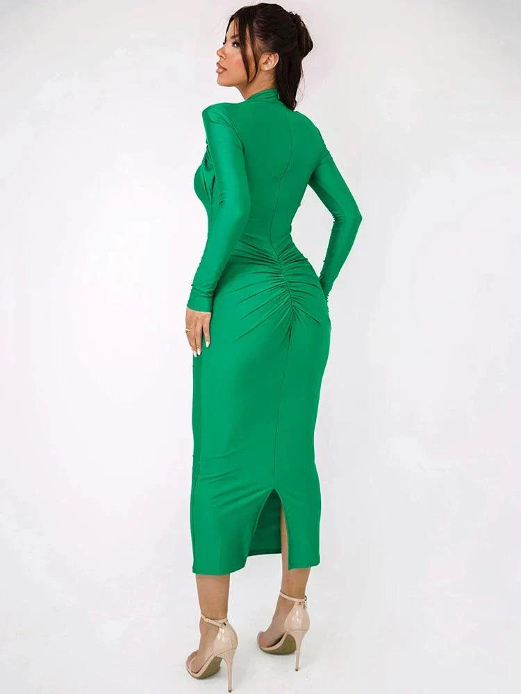 Sexy Maxi Dress with Metal Buckle
