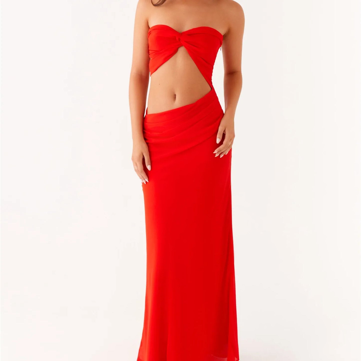 Y2K Strapless Maxi Dress | Backless Bodycon Gown