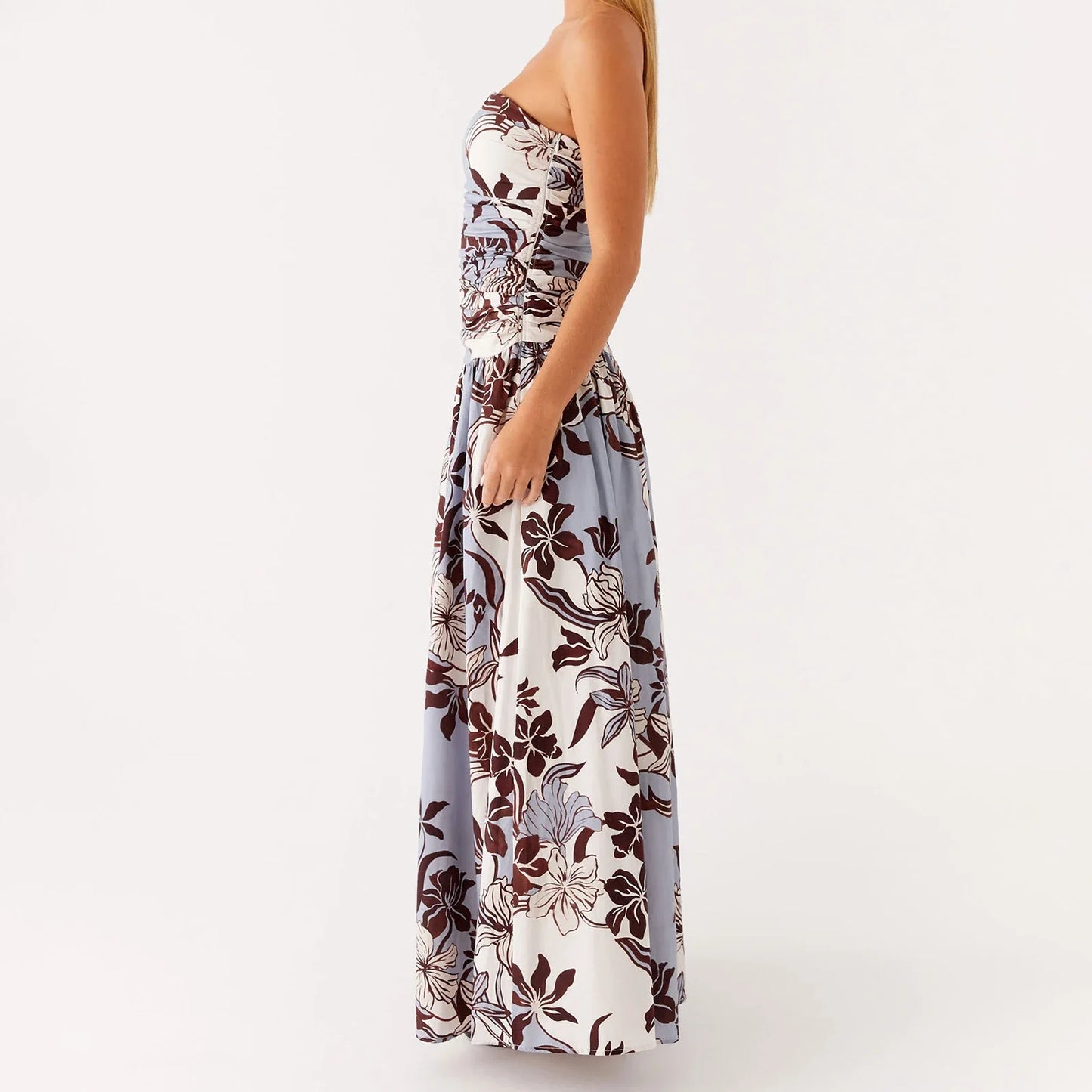 Floral Strapless Maxi Dress | A-Line Summer Beachwear