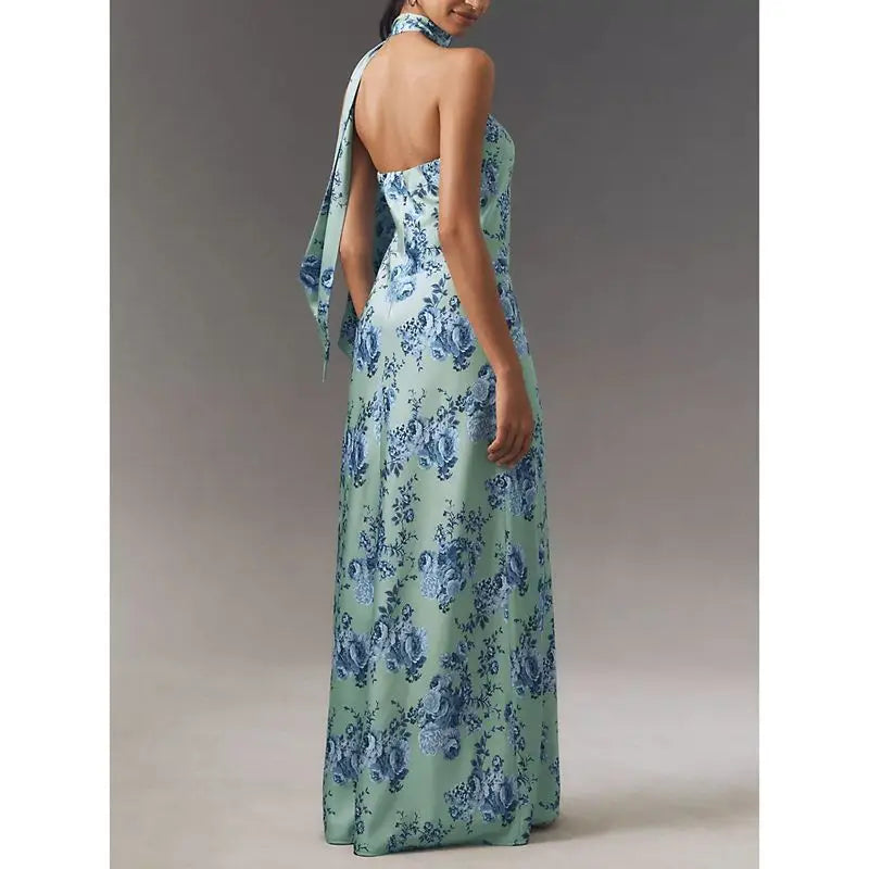 Strapless Floral Satin Dress | Flowy Summer Evening Look