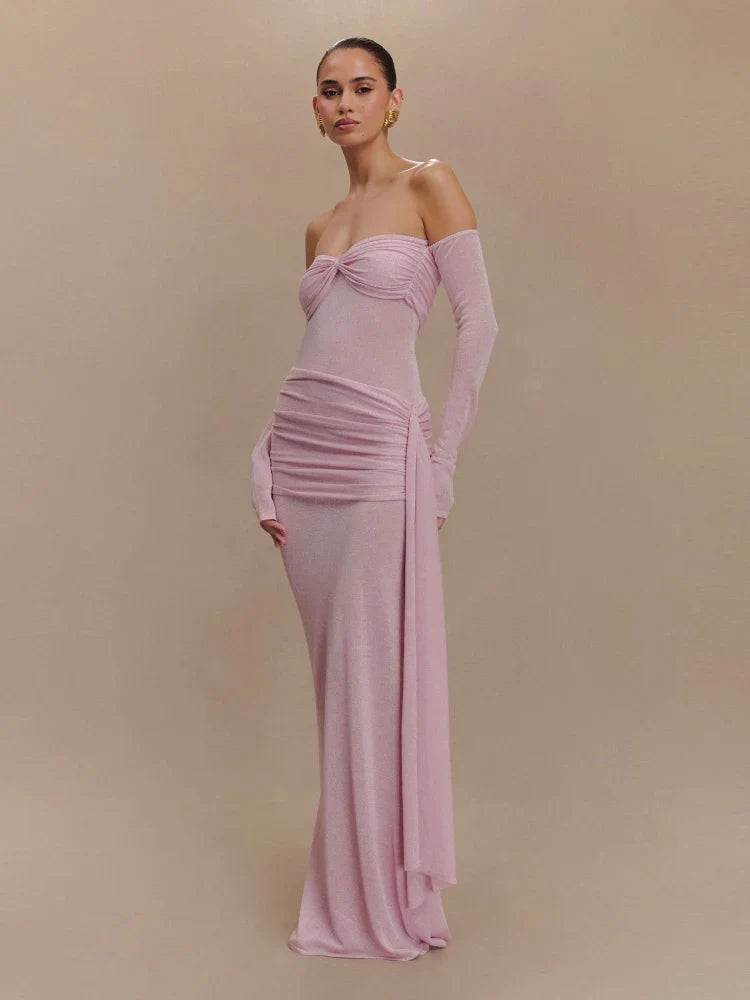 Strapless Draped Evening Gown | Sculpted Formal Elegance