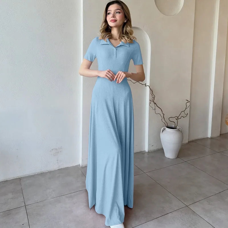 Sky Blue Knit Maxi Dress | Effortless All-Day Elegance
