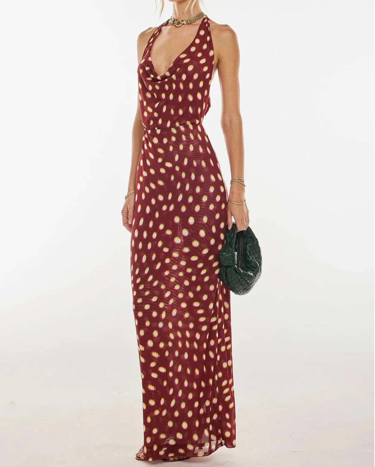 Halter Maxi Dress | Floral Backless Bodycon Gown
