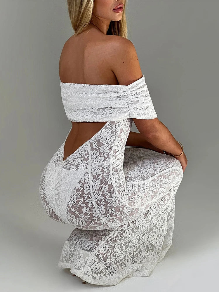 Hollow Out Strapless Maxi Dress