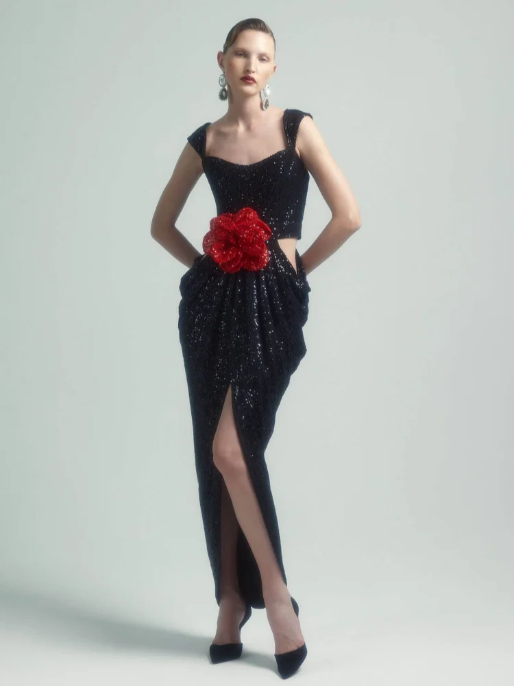 Sequined 3D Flower Gown | The Enchantress Gown