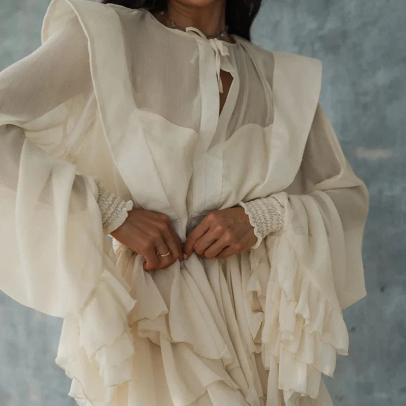 Ruffled Chiffon Mini Dress | Romantic High Waist Silhouette