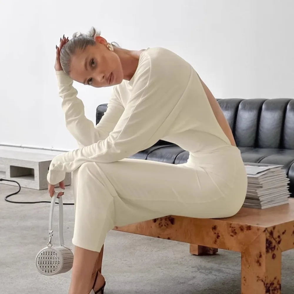 White Puff Sleeve Open Back Maxi Dress | Modern Event Statement