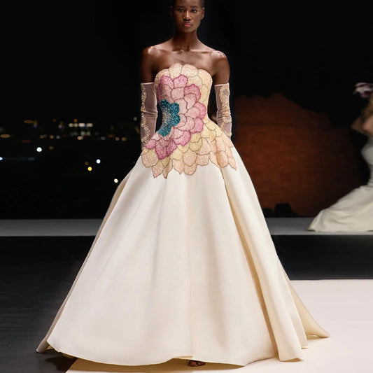 Strapless Satin Evening Gown | The Aria Dress