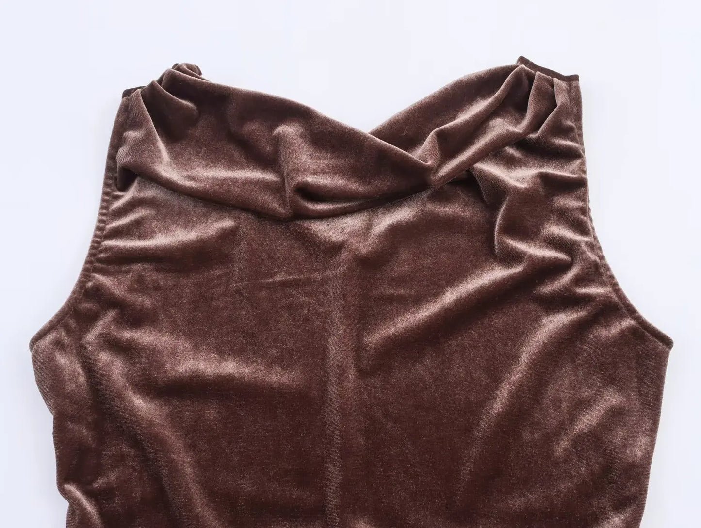 Brown Velvet Cowl Neck Dress | Vintage Fit & Flare Midi