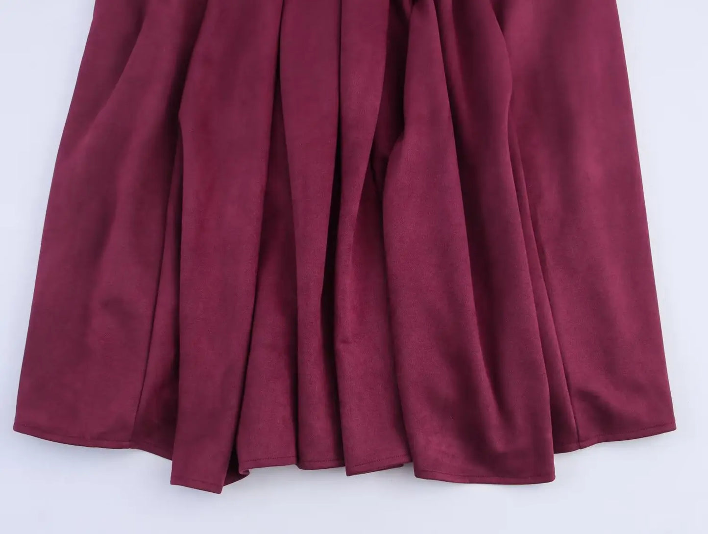 Maroon Velvet Midi Dress | Princess Fit-and-Flare with Scarf
