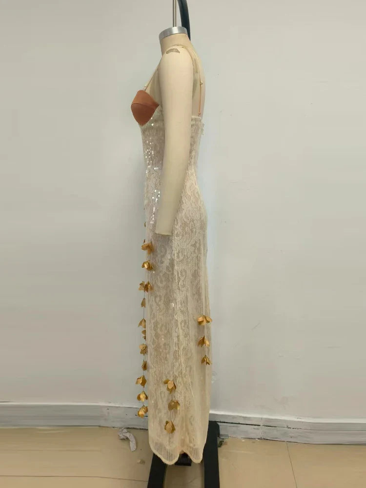 Floral Lace Maxi Dress | Sequined Sheath Gown