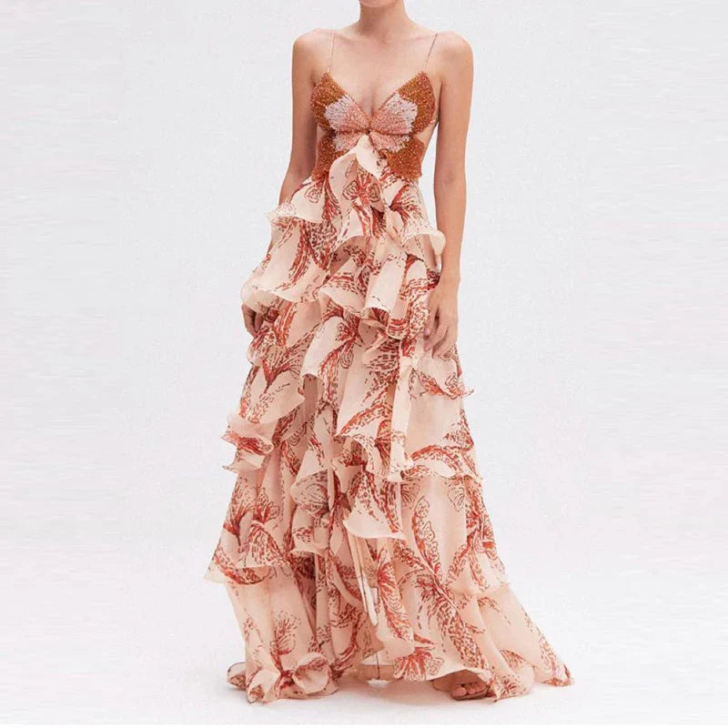 Bohemian Butterfly Print Dress | The Summer Bloom Gown