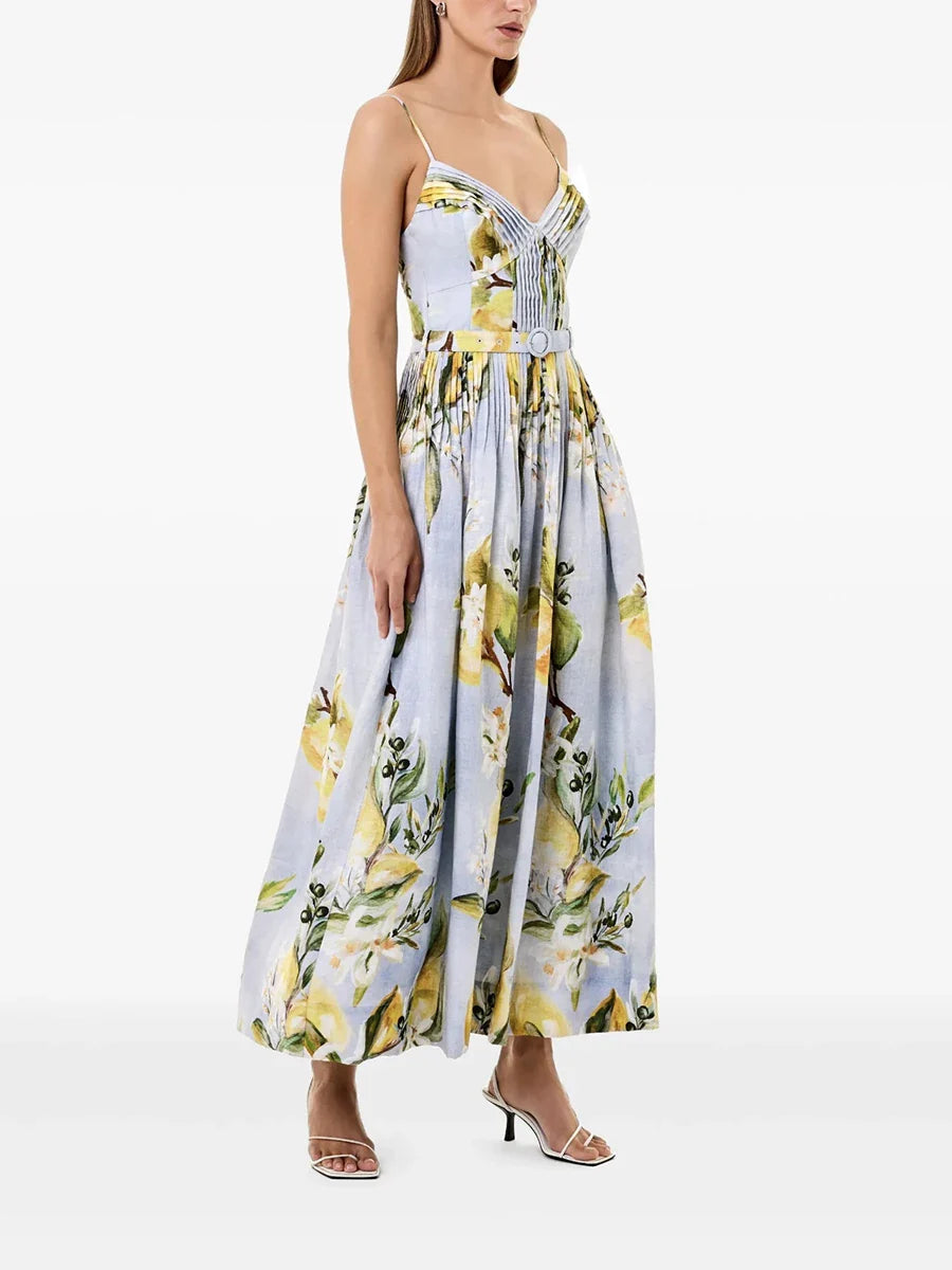 Floral Print Maxi Dress | Slim V-Neck Sundress for Summer Days
