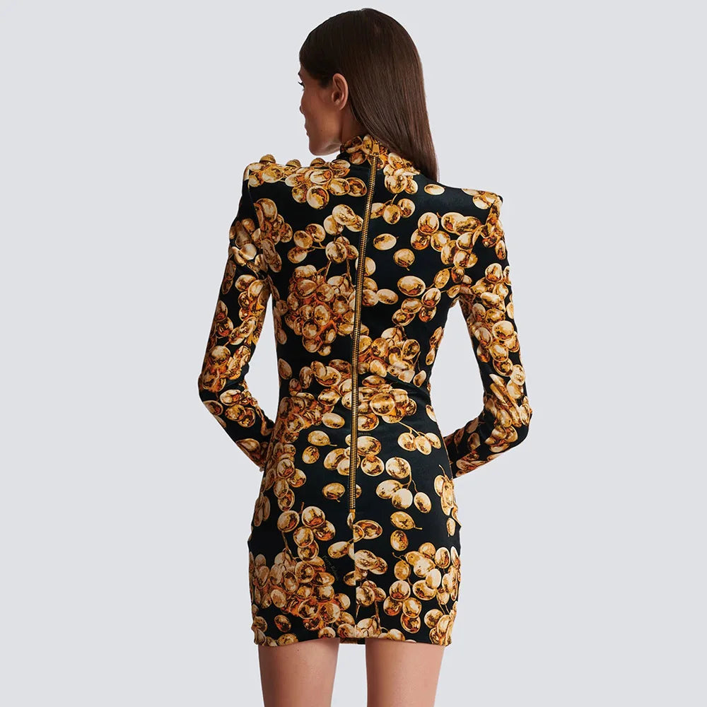Gold Floral Velvet Bodycon Mini Dress | Luxe Party Statement
