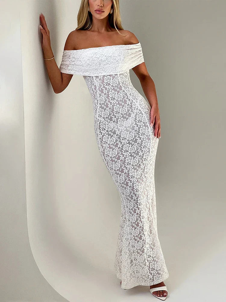 Hollow Out Strapless Maxi Dress