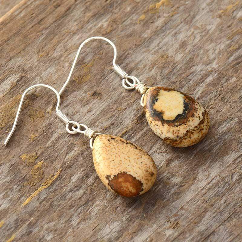 Natural Gemstone Teardrop Earrings