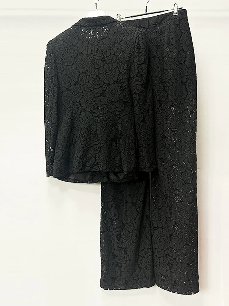 Lace Blazer and Pants Set