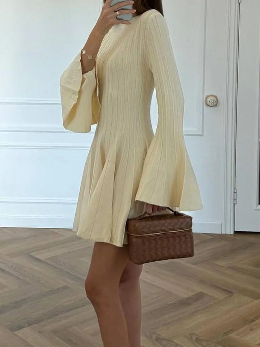 Butter Yellow Bell Sleeve Mini Dress | Chic Autumn Office Edit